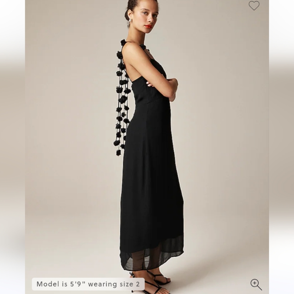 J Crew Collection rosette-strap sheath dress in chiffon Size 4 Black Romantic - Picture 2 of 11